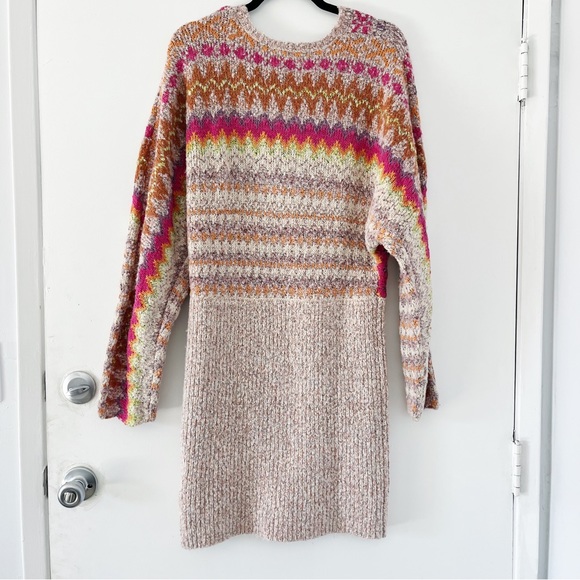 NWT Free People Forever Fair Isle Sweater Dress in Strawberry Combo - Picture 5 of 13
